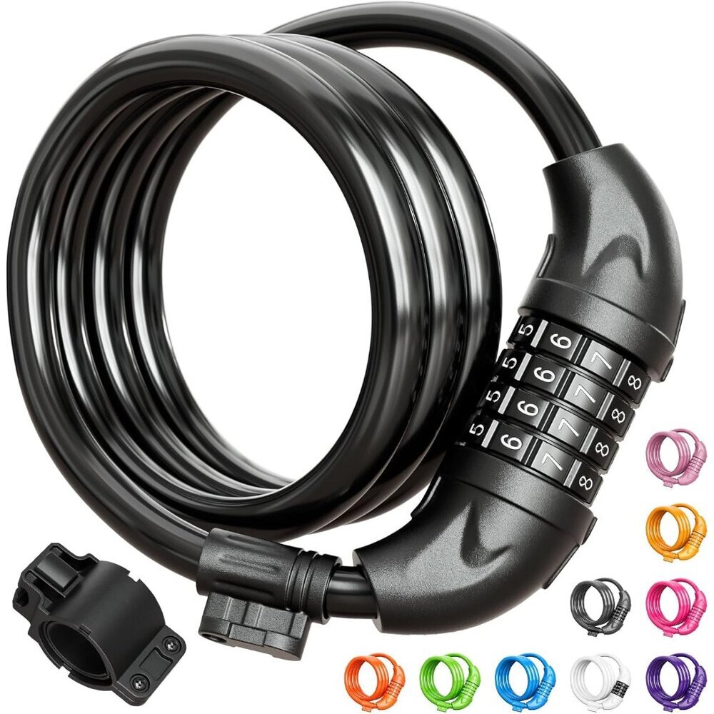 Bike Lock, Bicycle Lock 4 Feet Cable Lock 1/2 Inch Resettable Bike Lock Combinat